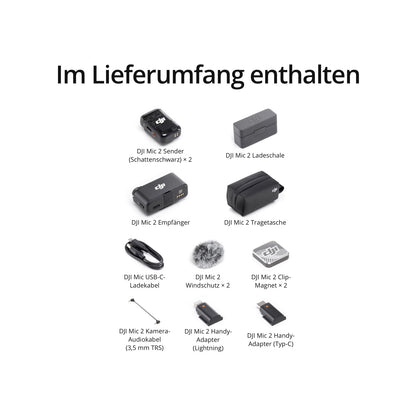 DJI Mic 2 Kabelloses Mikrofon Set (2 Sender + 1 Empfänger)