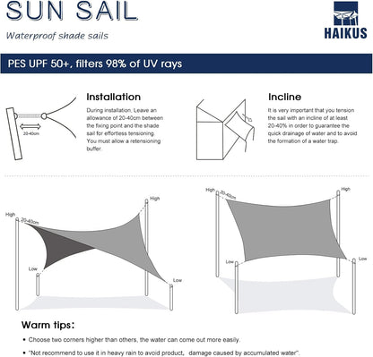 HAIKUS Sonnensegel wasserdicht 3 x 4 m rechteckig Creme mit UV-Schutz