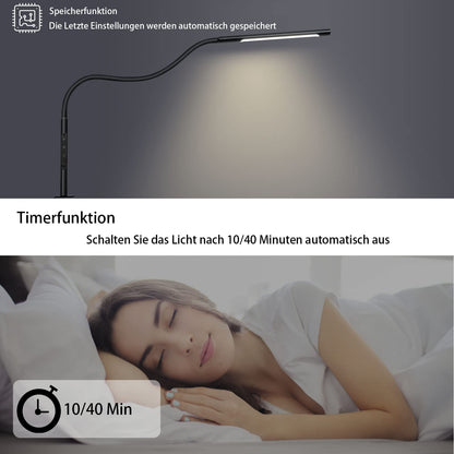 EYOCEAN LED Schreibtischlampe, dimmbare Klemmleuchte, schwarz