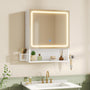 FORABAMB Spiegelschrank mit LED-Beleuchtung, 50 x 16 x 60 cm, weiss