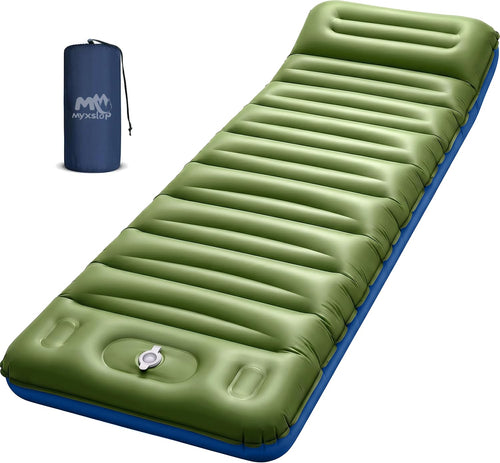 Myxslop Isomatte Camping 12 cm, aufblasbare Luftmatratze mit Fusspumpe und Kissen