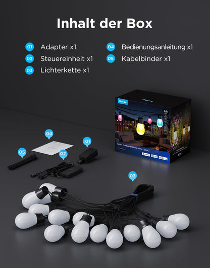 Govee Smart RGBICW LED Aussen-Lichterkette - 15 Meter