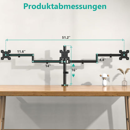 WALI M003S Monitorhalterung 3 Monitore – 27 Zoll Schwarz