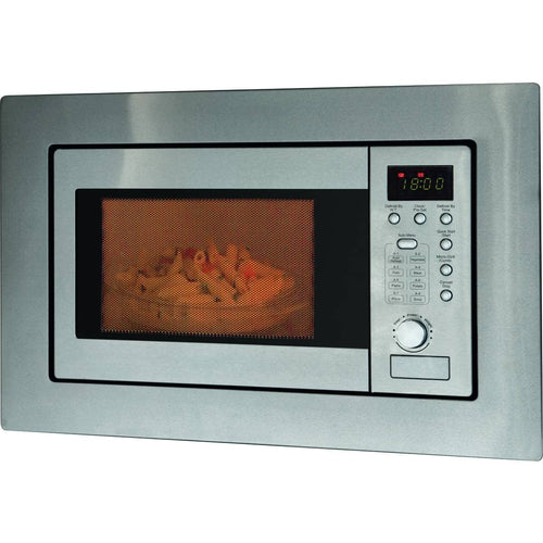 Bomann 2in1 Einbau-Mikrowelle mit Grill MWG 2215 EB - Edelstahl. Quaderförmiges Edelstahl-Gerät zum Erwärmen, Grillen und Auftauen in der Einbauküche.