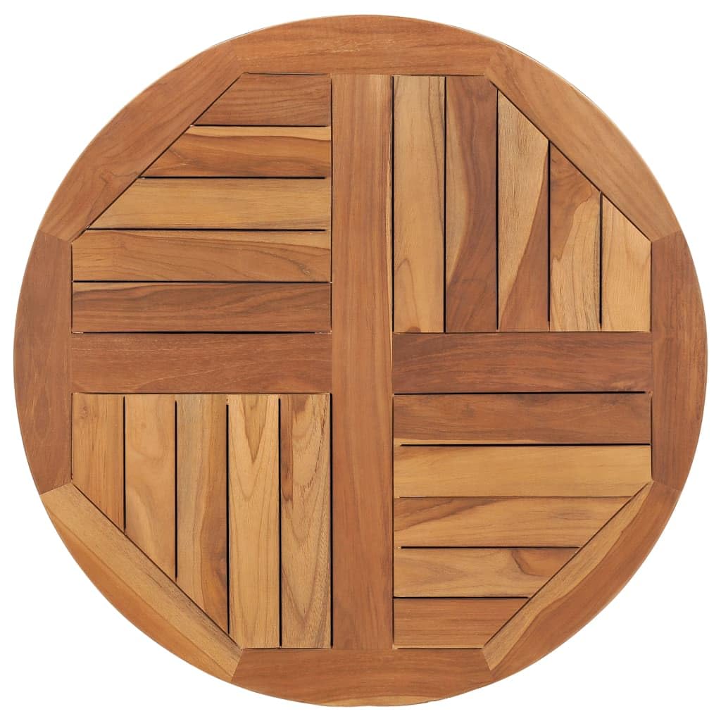 vidaXL Teak Massiv Tischplatte - Rund 70cm 2.5cm Dick, aus Teakholz, dient als Tischfläche für individuelle Möbelprojekte.