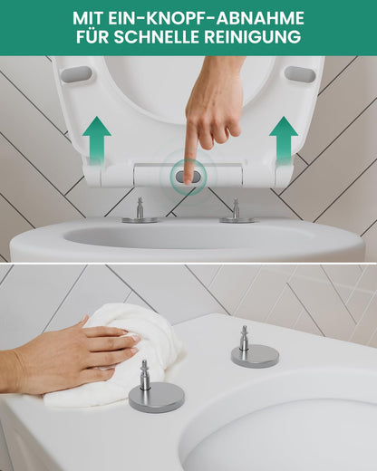 Anycee WC-Sitz mit Absenkautomatik aus Duroplast, oval, weiss