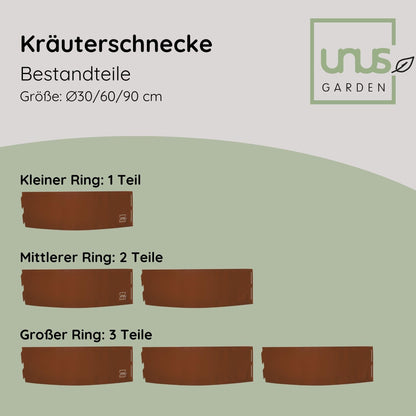 UNUS Garden Kräuterspirale Edelrost, rundes Kräuterbeet, 3 Ebenen