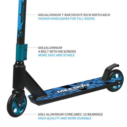 MEE GOO Pro Freestyle Stunt-/Trick-Scooter Leichtmetall - blau