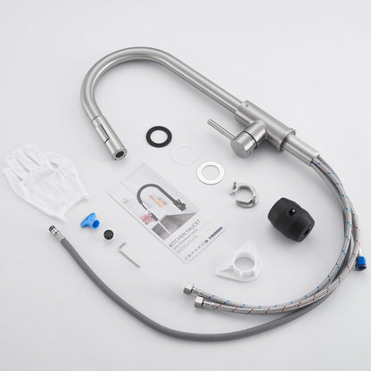 Lonheo Küchenarmatur ausziehbar mit Brause Edelstahl Hochdruck