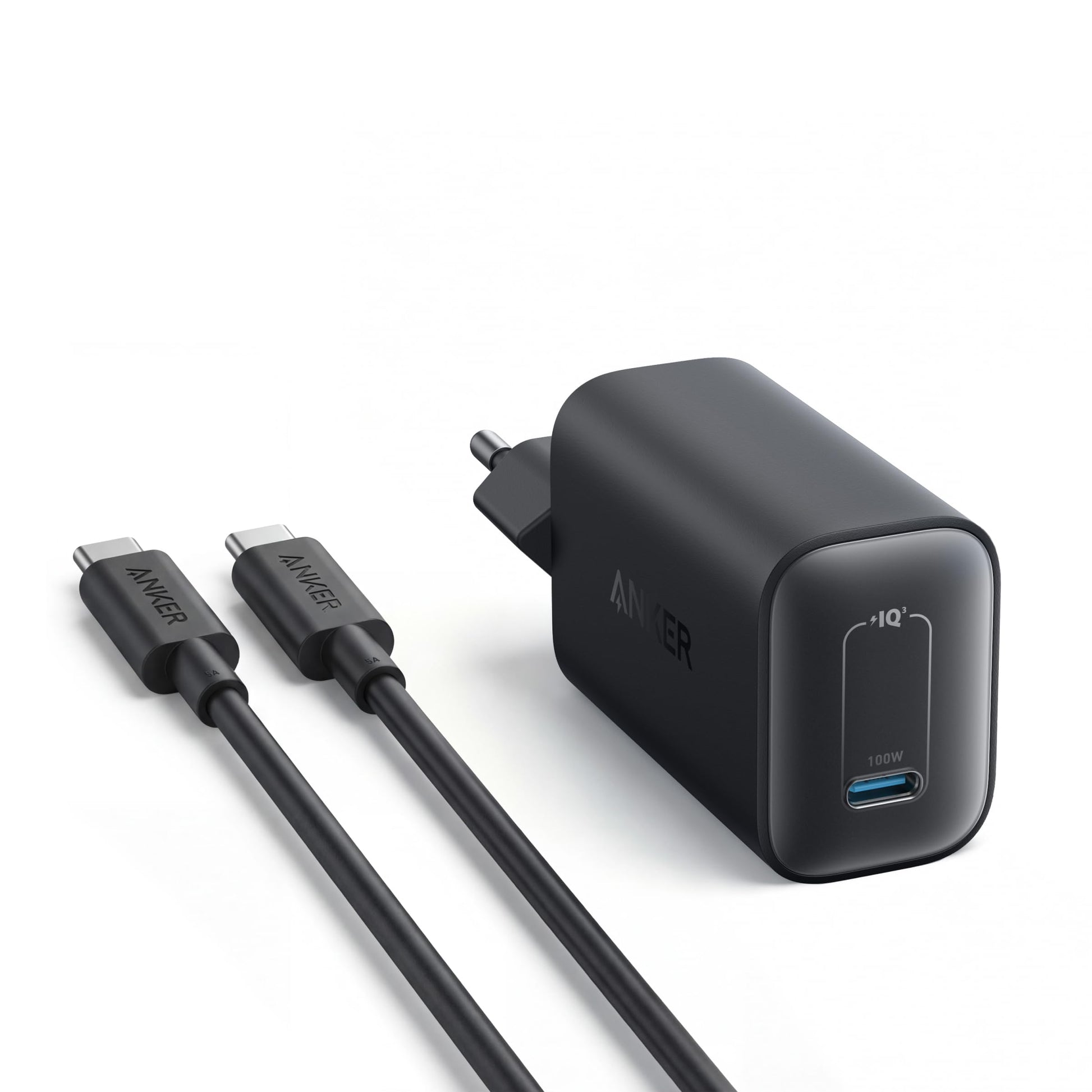 Anker Nano 100W USB-C Ladegerät mit 1,8 m Kabel, schwarz, ultrakompaktes Gehäuse