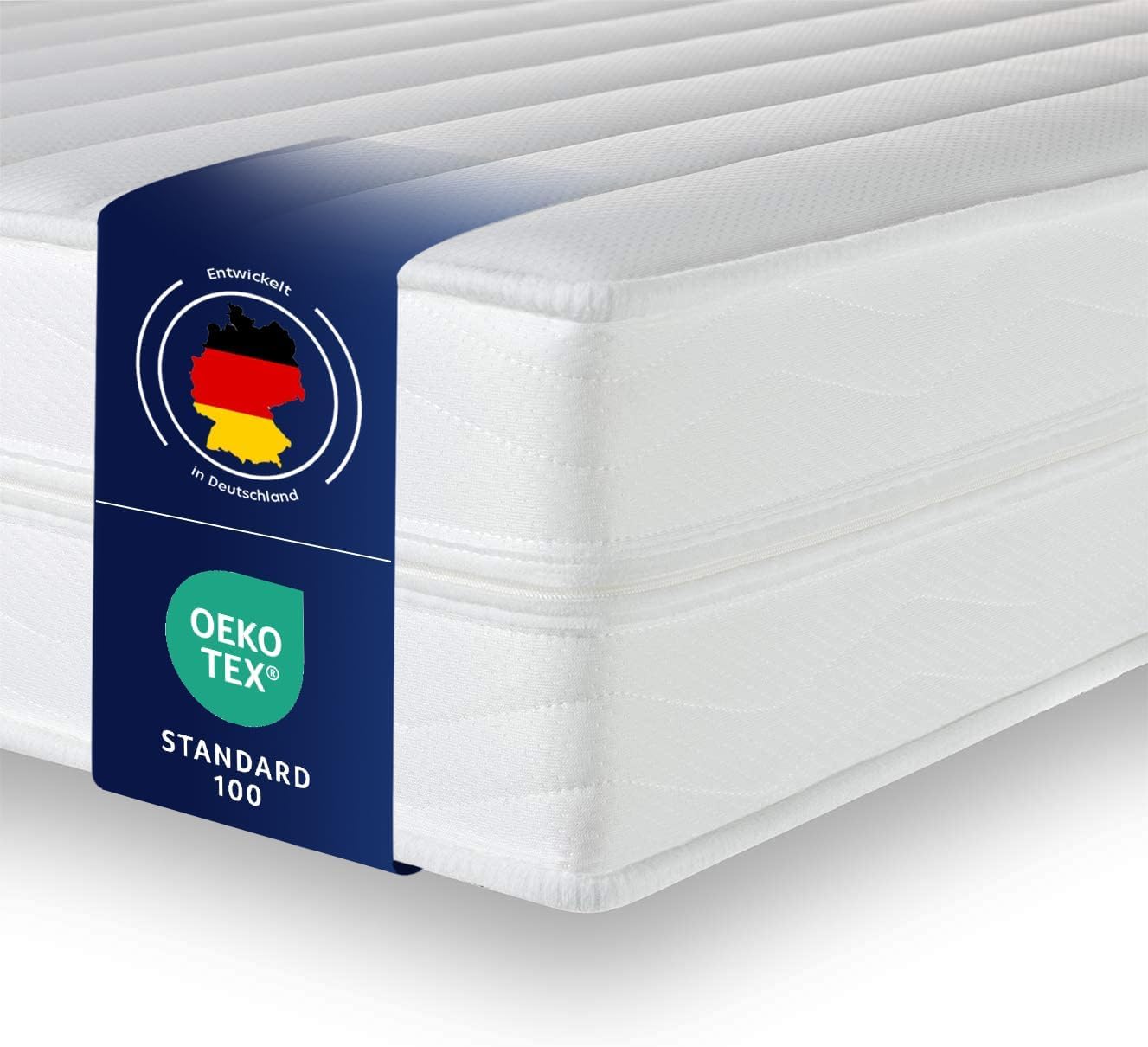 Träumegut24 Ergonomische 7-Zonen Kaltschaummatratze - 120x200 13cm H2/H3. Rechteckig, weiß, für punktgenaue Körperunterstützung.
