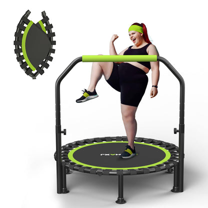 ZCMHAXJ Trampolin klappbar, Ø 101,6 cm, bis 204 kg, mit Haltegriff – runde PP-Sprungmatte mit Bungeeseilen