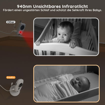 BOIFUN Babyphone mit Kamera VB616, 4 Zoll 720P Monitor, Nachtsicht