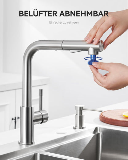 Sofetiy Küchenarmatur Ausziehbar mit Brause – Edelstahl Gebürstet