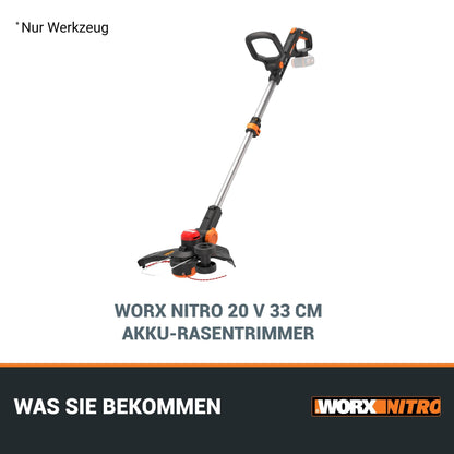 WORX Nitro WG173E.9 Akku Rasentrimmer 20V - ohne Akku/Lader