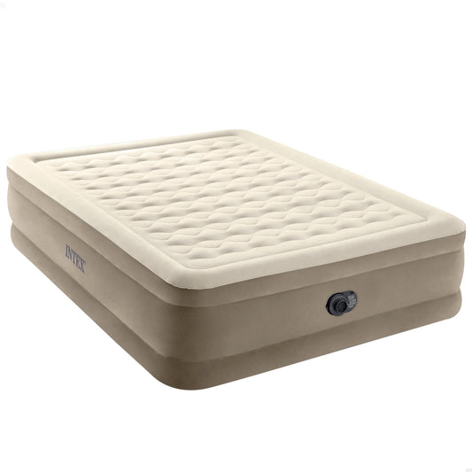 Intex Queen Ultra-Plüsch Luftbett - Fiber-Tech (64428ND), erhöhtes, graues Gästebett mit Velour-Oberfläche.