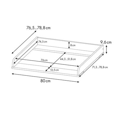 Shefa Kids Wickelaufsatz 800 für IKEA MALM, HEMNES, NORDLI, Eiche