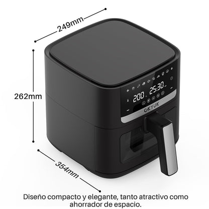 OKYUK Heissluftfritteuse RA400DV, 6 L Airfryer, 1200 W, 8 Programme
