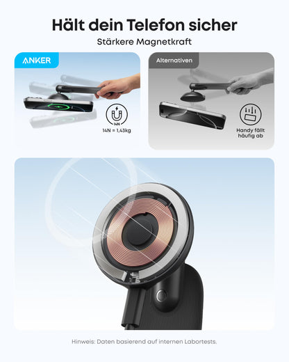 Anker Nano Kabelloses Kfz-Ladegerät Qi2 15W MagSafe mit Netzteil
