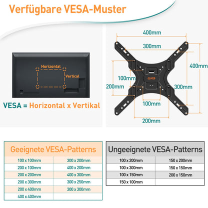 ELIVED EV3018 TV Wandhalterung Eck Lang Arm Ausziehbar
