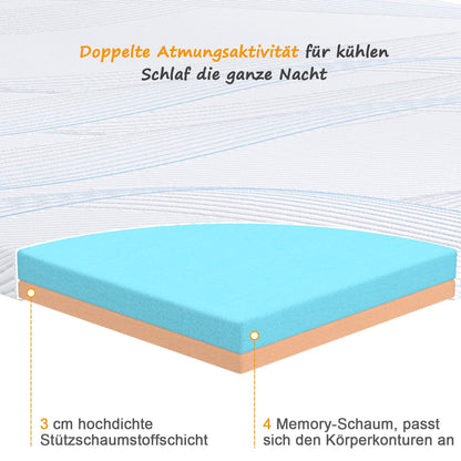 Sleremind Matratzen Topper 140x200 cm, 7 cm Gel-Memory-Schaum
