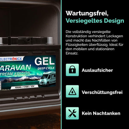 Electronicx 12V 100Ah Gel Batterie – Deep Cycle Solarbatterie