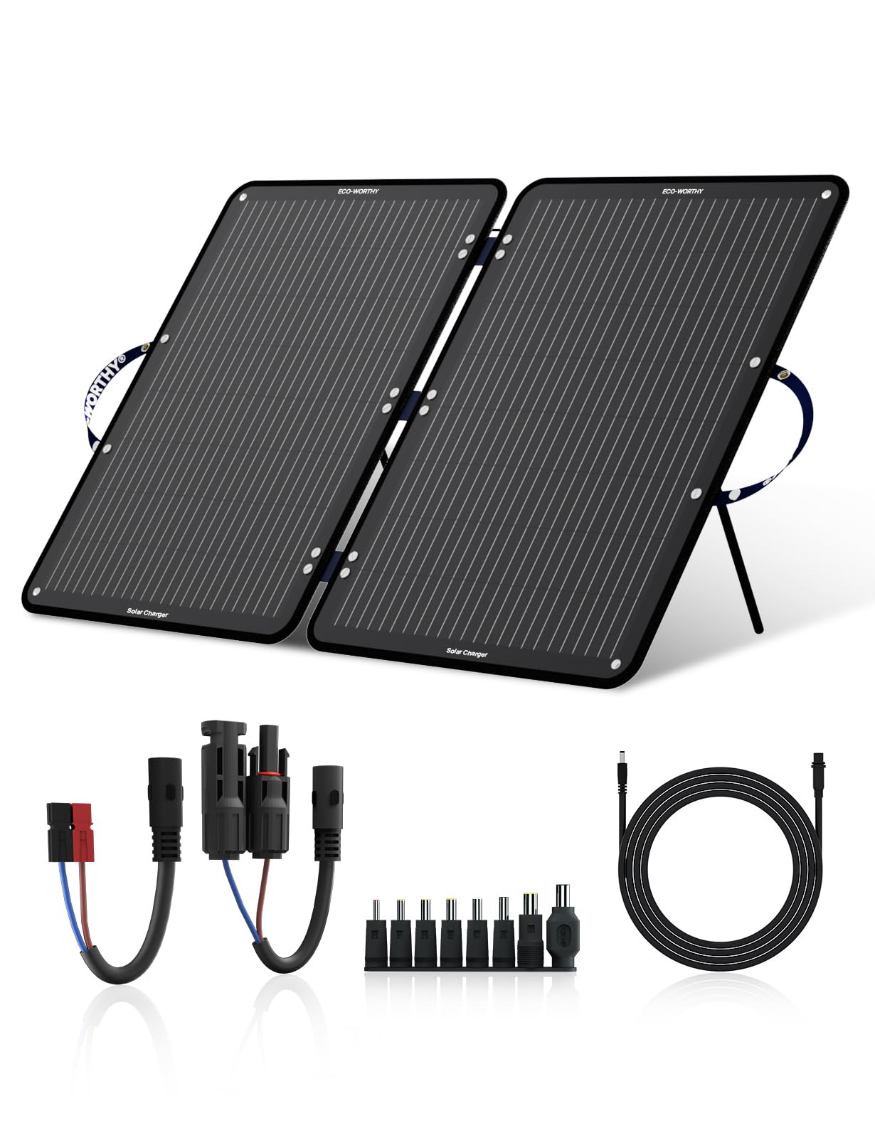 ECO-WORTHY 100W Solarpanel Faltbar Monokristallin für Powerstation: Dunkles, faltbares Solarpanel erzeugt mobil Strom. 