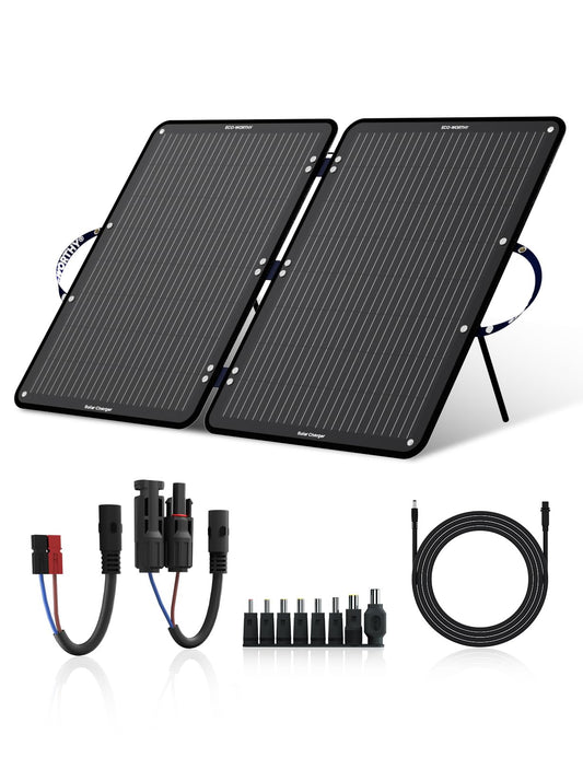 ECO-WORTHY 100W Solarpanel Faltbar Monokristallin für Powerstation: Dunkles, faltbares Solarpanel erzeugt mobil Strom. 