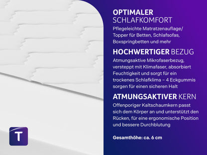 Traumnacht Orthopädischer Kaltschaum Matratzentopper – 180x200 cm