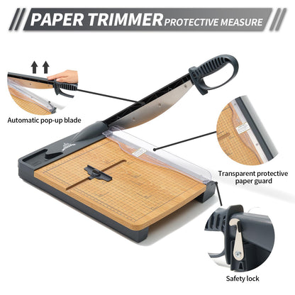 JIELISI Holz-Guillotine-Papierschneider Manuell – 32 Blatt A4