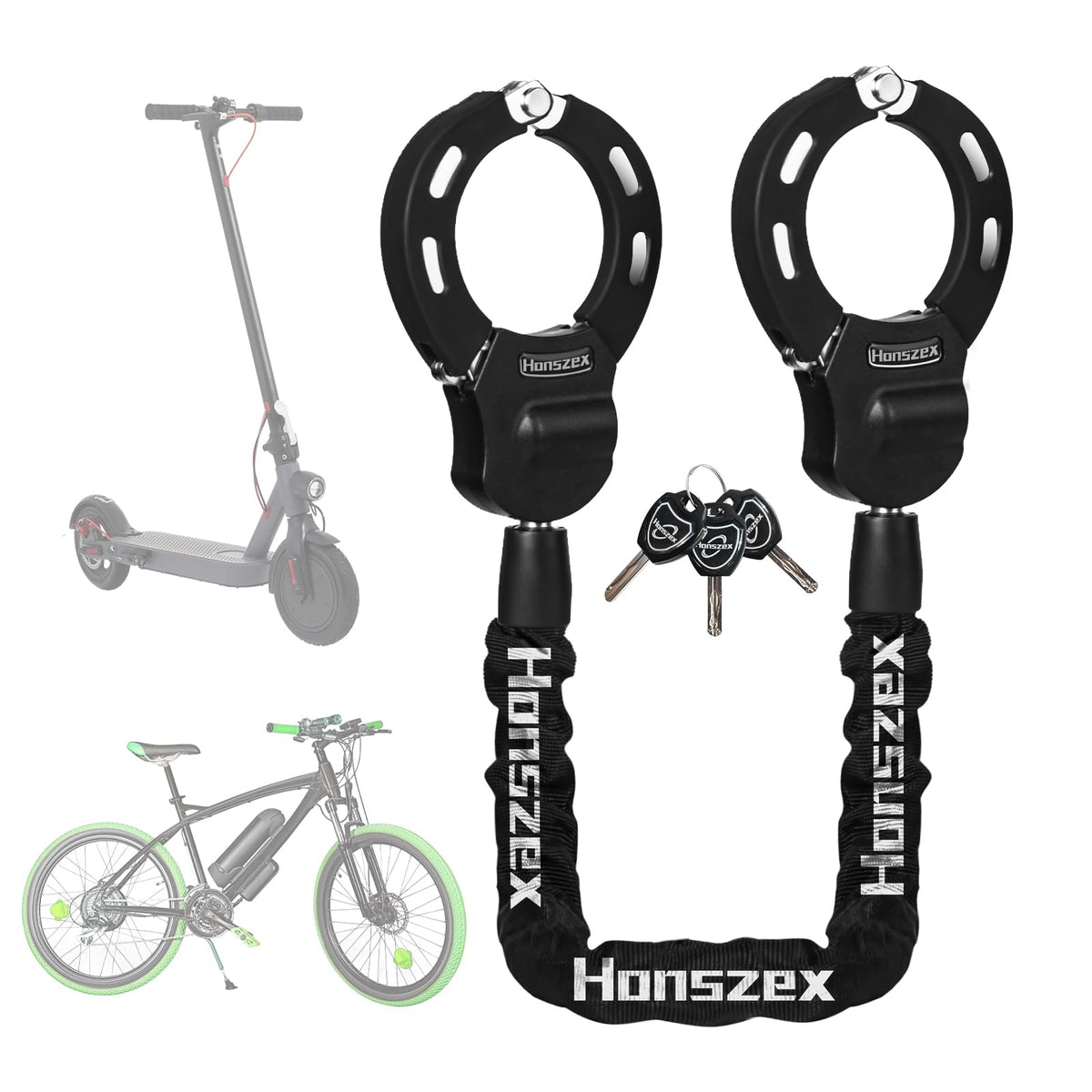 Honszex E-Scooter Schloss, Handschellenschloss aus Stahl, 92 cm