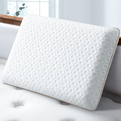 BedStory Gel Memory Foam Kopfkissen 60x40 cm, 10 cm, Seitenschläfer mit 3D-Muster-Bezug