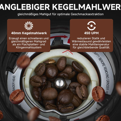 AMZCHEF Kaffeemühle elektrisch Siebträger – 48 Mahlgrade