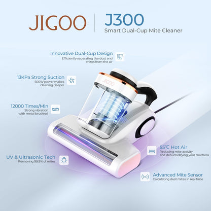JIGOO J300 Milbensauger – Staubmilben-Sensor, UV & Ultraschall