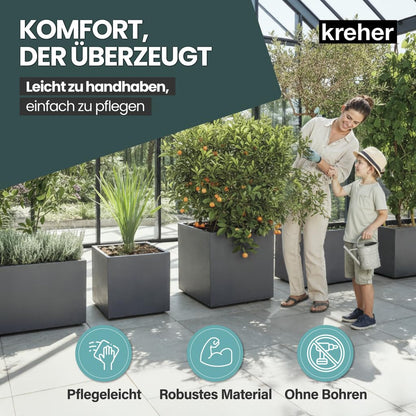 Kreher Millennium Pflanzkübel 40 L Anthrazit, Naturstein-Optik