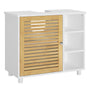 FORABAMB Waschbeckenunterschrank mit Bambustüren, 62 x 30 x 60 cm – Badschrank mit 3 offenen Fächern