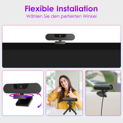 VIZOLINK W8GS 4K Webcam mit Mikrofon, Autofokus und Sichtschutz