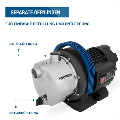 HYUNDAI GP12050 Gartenpumpe - 1200W, Edelstahlgehäuse