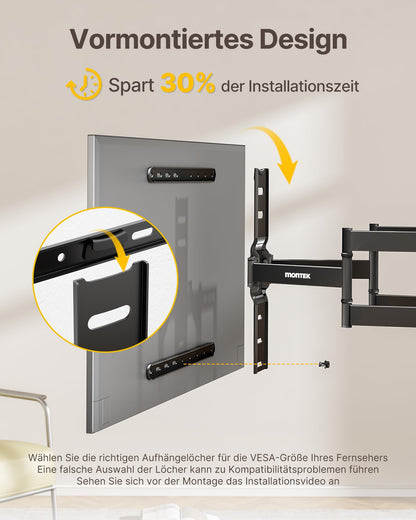 monTEK Ultra Slim TV Wandhalterung 37-75 Zoll, Vollbeweglich