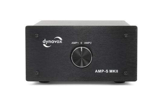 Dynavox AMP-S MKII Verstärker- & Boxen-Umschalter - Schwarz. Rechteckiger Umschalter zur Verbindung mehrerer Verstärker und Lautsprecherpaare.