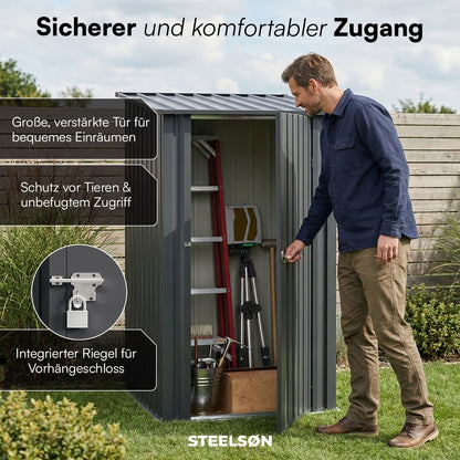 STEELSØN Timir Gerätehaus Metall mit Pultdach, 103x100 cm, Anthrazit