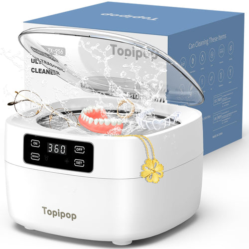 Topipop Ultraschallreiniger ZX-956, 750 ml, 48 kHz, weiss, mit LED-Display und Edelstahltank