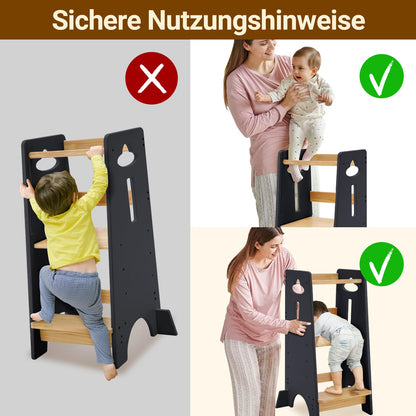 COSYLAND Lernturm Montessori höhenverstellbar - Holzfarbe