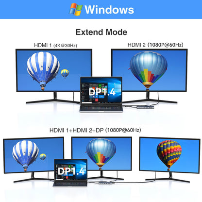 Universal Triple Display 14-in-1 USB C Docking Station 4K