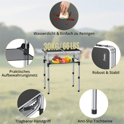 Anbte Campingtisch klappbar 60x40cm, höhenverstellbar, schwarz