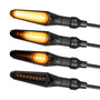 Simda Pro LED Motorrad Miniblinker – universal 4 Stk. Lauflicht E-Mark. Schwarze, kompakte Richtungsanzeiger für Motorräder.