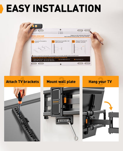 Perlegear TV Wandhalterung schwenkbar neigbar, 42-86 Zoll, max. 60 kg