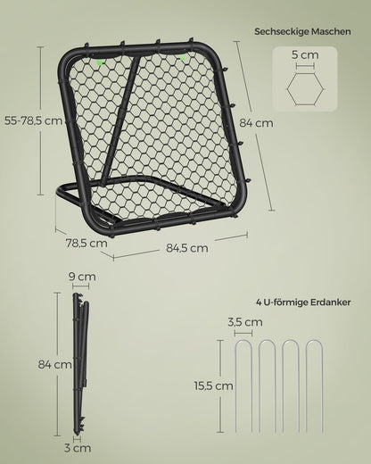 SONGMICS Fussball-Rebounder für Kinder, winkelverstellbar, schwarz