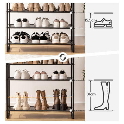 HOOBRO EBF171XJ01 Schuhregal – 10 Ebenen Vintagebraun-Schwarz