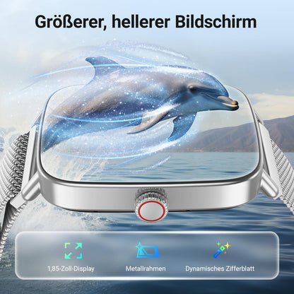 Fitpolo Smartwatch Fitnessuhr mit Telefonfunktion, 1,85 Zoll, IP68